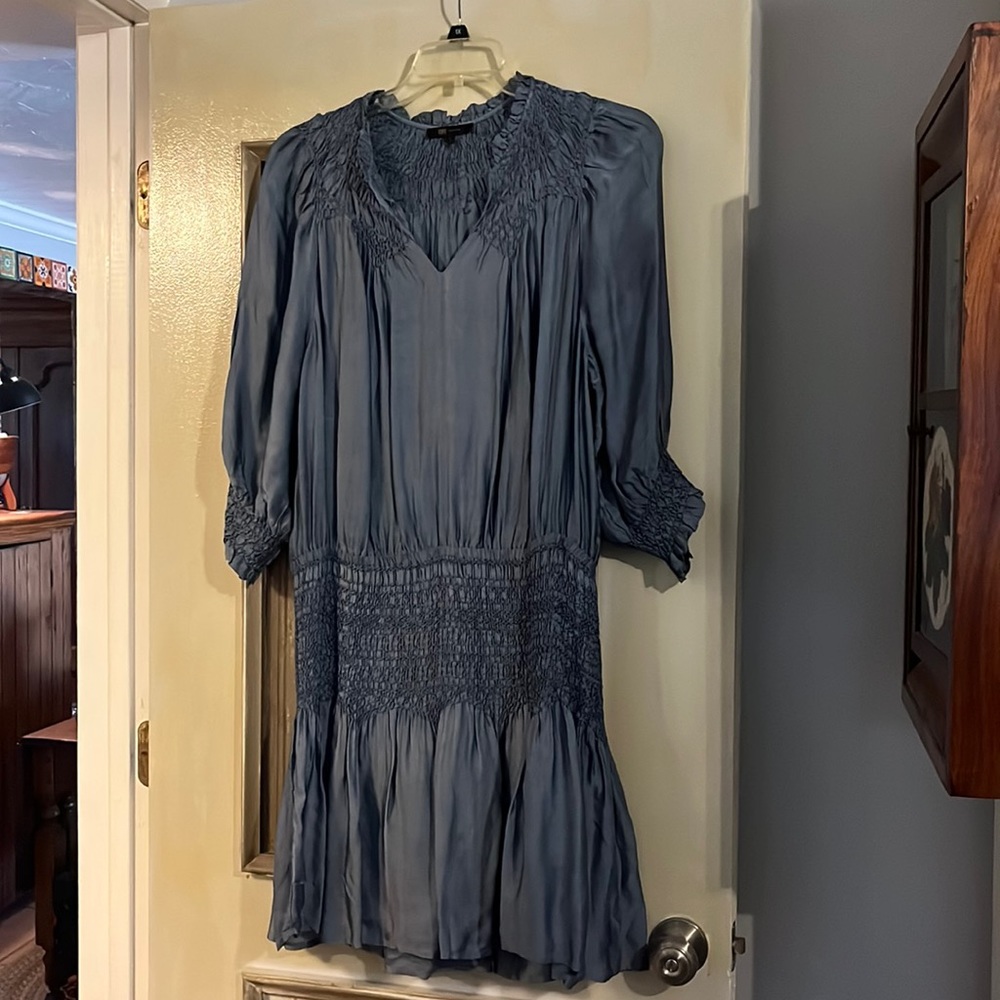 Blue Frye dropped waist dress Size L 3/4 sleeves